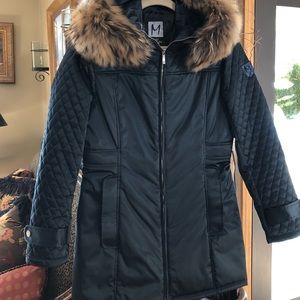 M Miller coat. M Miller of Boston Finn raccoon detachable collar. Nwot.